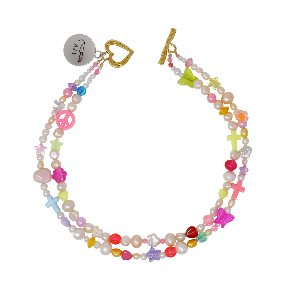 【ONE OF A KIND】UNISEX PEARL＋BEADS NECKLACE #041