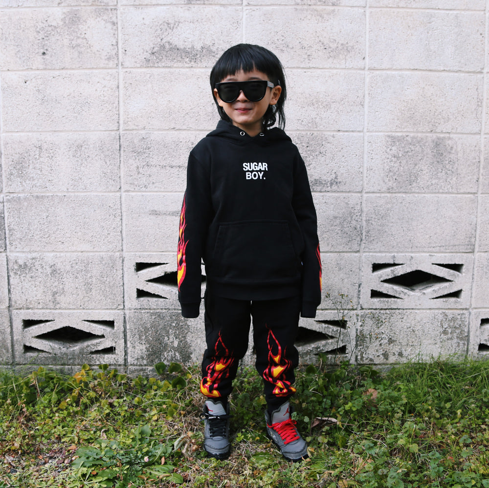 【KIDS】SUGAR BOY FLAME SWEAT PANTS (BLACK)