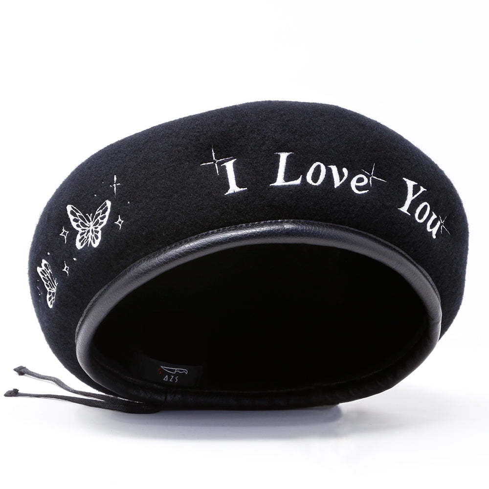 "I LOVE YOU" BUTTERFLY BERET（BLACK）