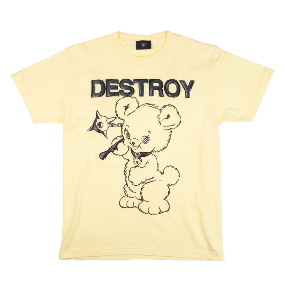 "DESTROY BEAR"  TEE (LIGHT YELLOW)