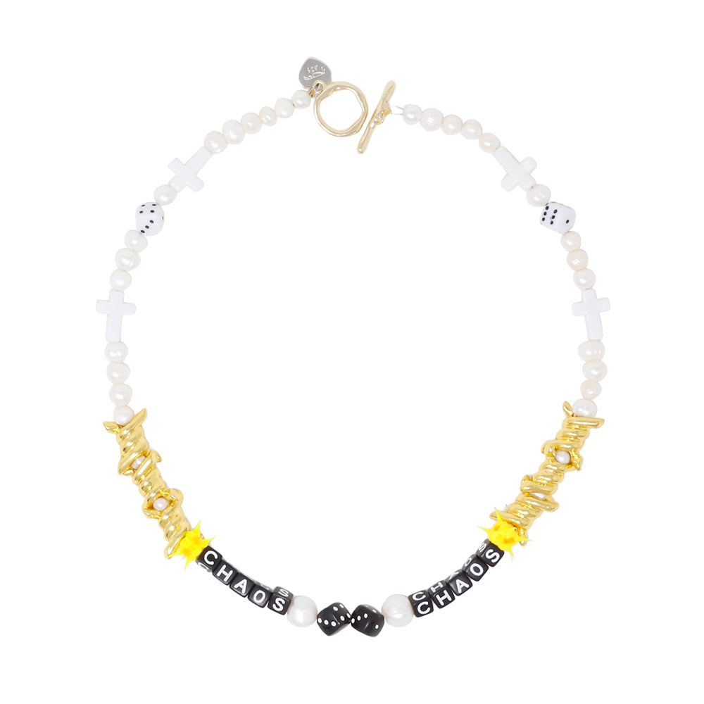 【ONE OF A KIND】UNISEX PEARL＋BEADS NECKLACE #0100